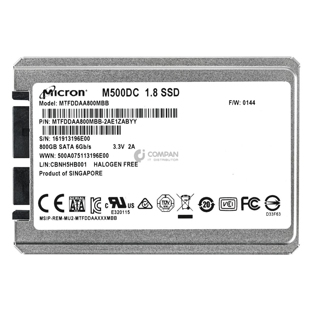 MTFDDAA800MBB MICRON 800GB 6G SATA M500DC 1.8 SSD